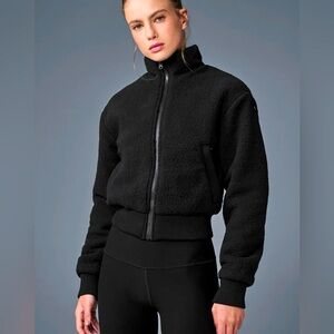 ALO YOGA Micro Sherpa Destiny Cropped Jacket in Black